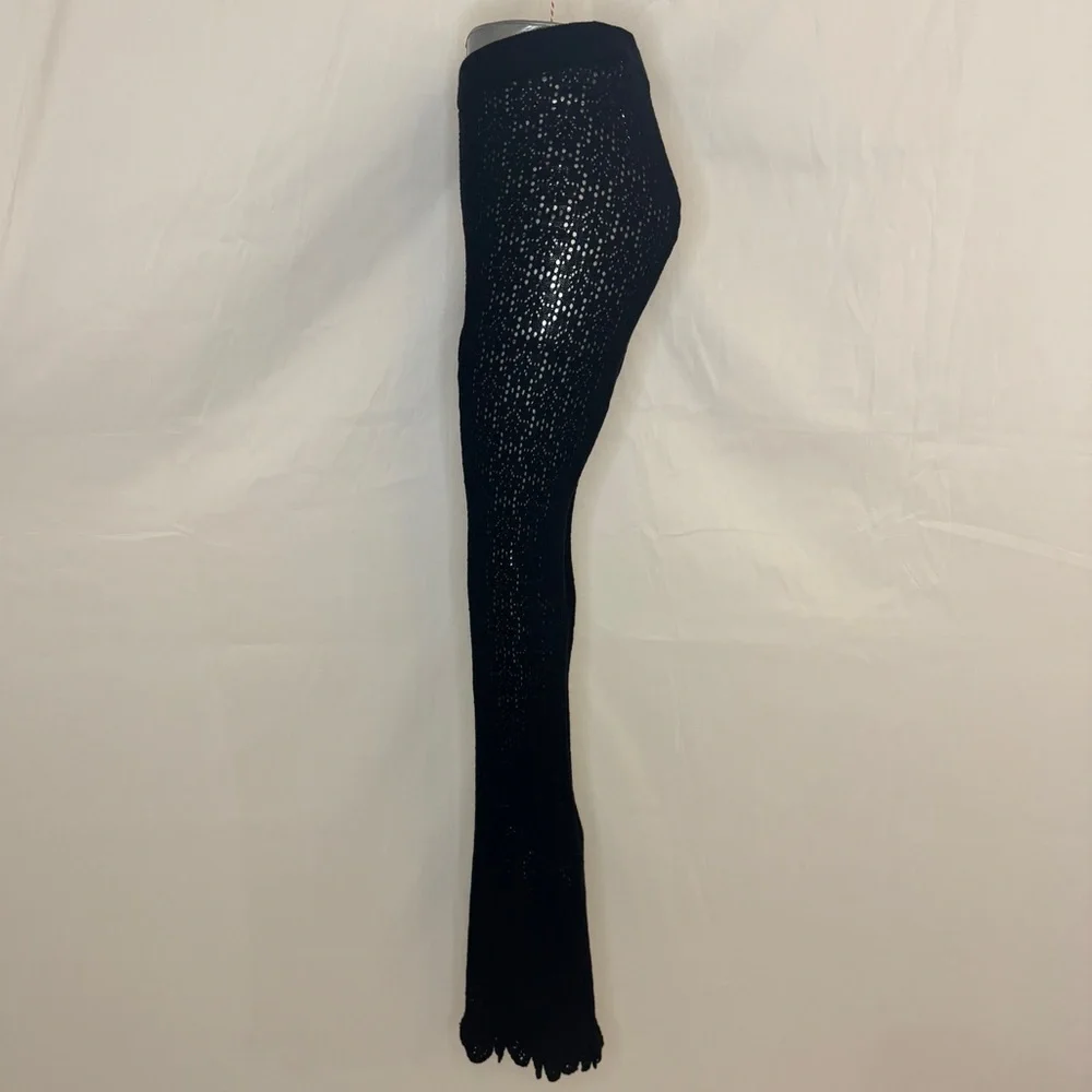 MAJORELLE Black Crochet Flared Pants